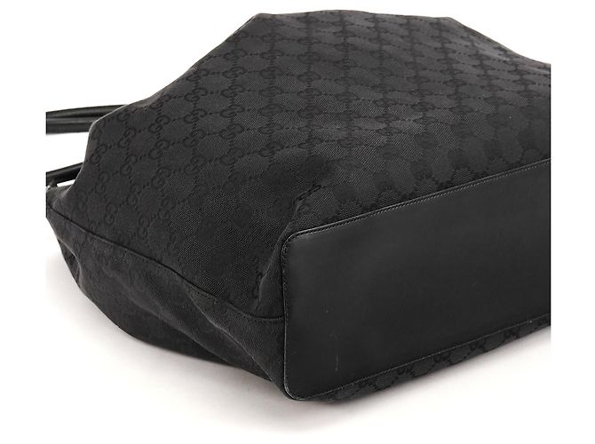 Gucci Borsa a tracolla con coulisse in tela GG nera 90640 - vista 6