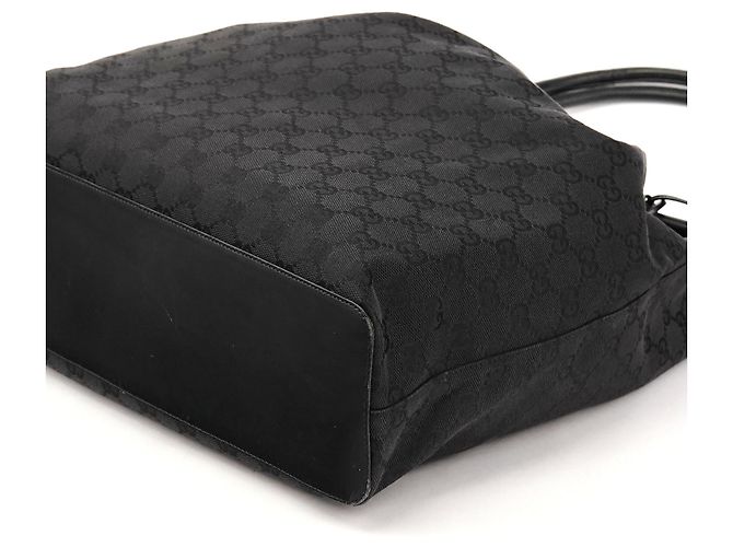 Gucci Borsa a tracolla con coulisse in tela GG nera 90640 - vista 7