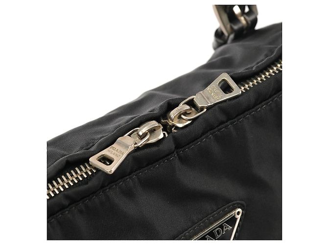 Prada Borsa Tote in Nylon Tessuto Vitello nera - vista 8