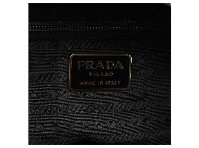 Prada Borsa Tote in Nylon Nero e Marrone Effetto Coccodrillo - vista 12