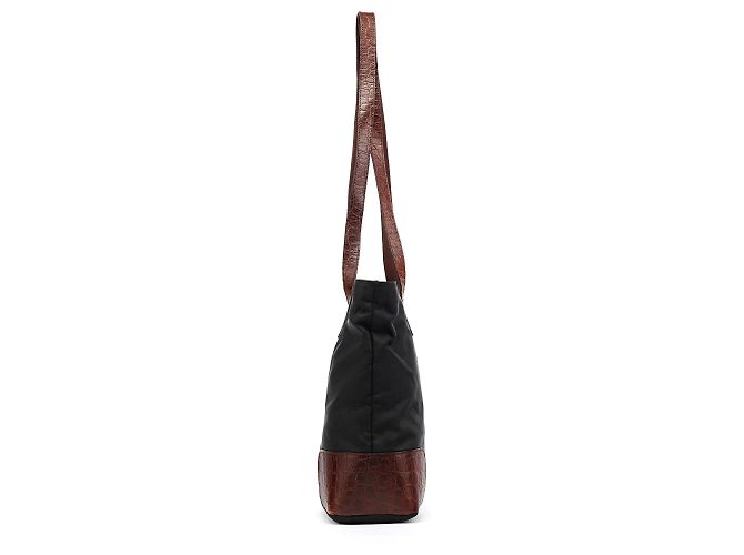 Prada Borsa Tote in Nylon Nero e Marrone Effetto Coccodrillo - vista 2