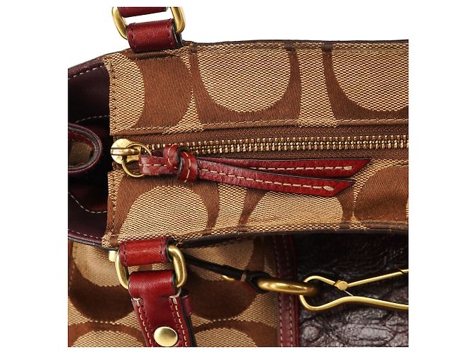 Coach 12466 Borsa Tote Hamptons in Python Beige Burgundy - vista 11