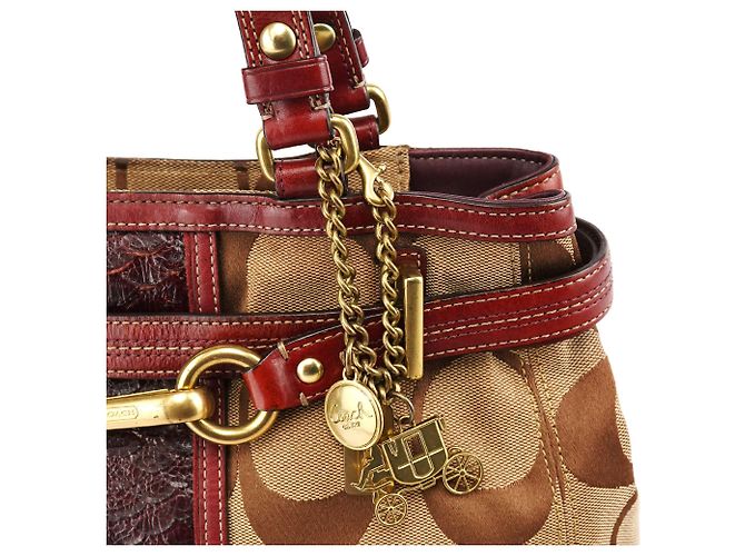 Coach 12466 Borsa Tote Hamptons in Python Beige Burgundy - vista 6