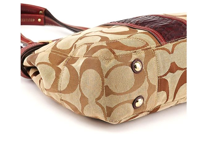 Coach 12466 Borsa Tote Hamptons in Python Beige Burgundy - vista 7