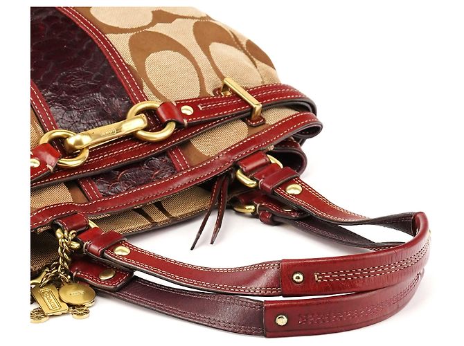 Coach 12466 Borsa Tote Hamptons in Python Beige Burgundy - vista 9