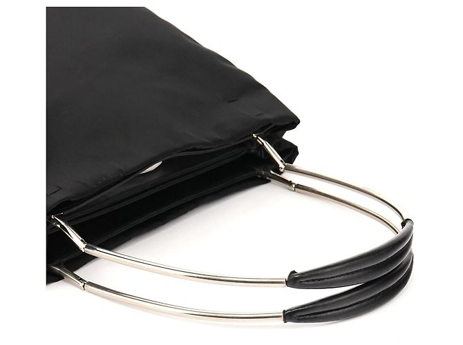 Prada Borsa Tote in nylon Tessuto nera con manici in metallo - vista 8