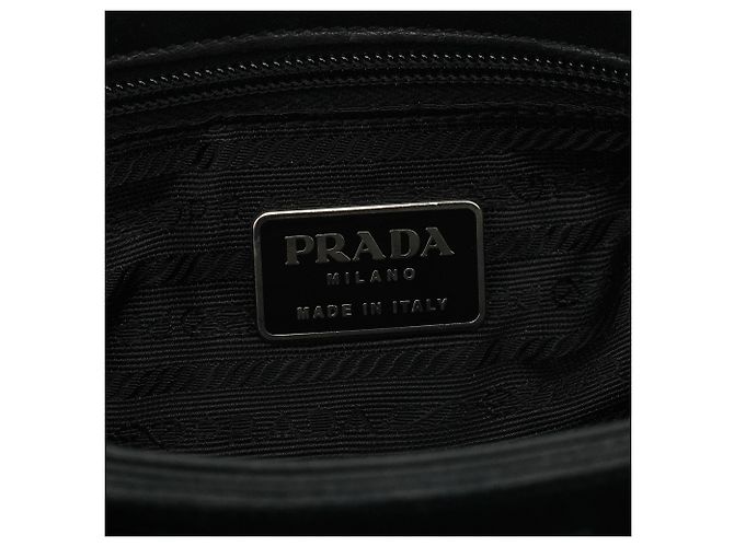 Prada Borsa Tote in nylon Tessuto nera con manici in metallo - vista 9