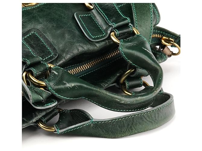 Chloé Borsa Bay 2-Way in pelle verde - vista 11