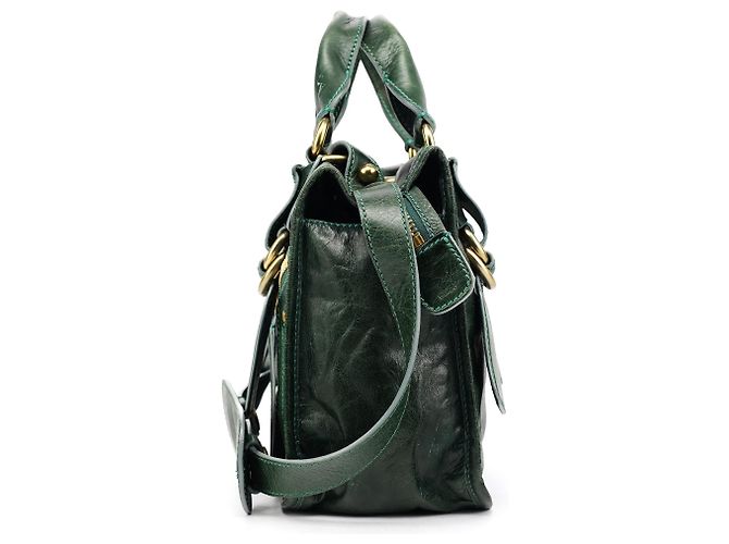 Chloé Borsa Bay 2-Way in pelle verde - vista 2