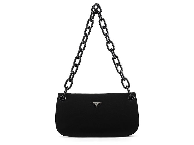 Prada Borsa a tracolla Swing Chain in Tessuto nero B6378 - vista 3