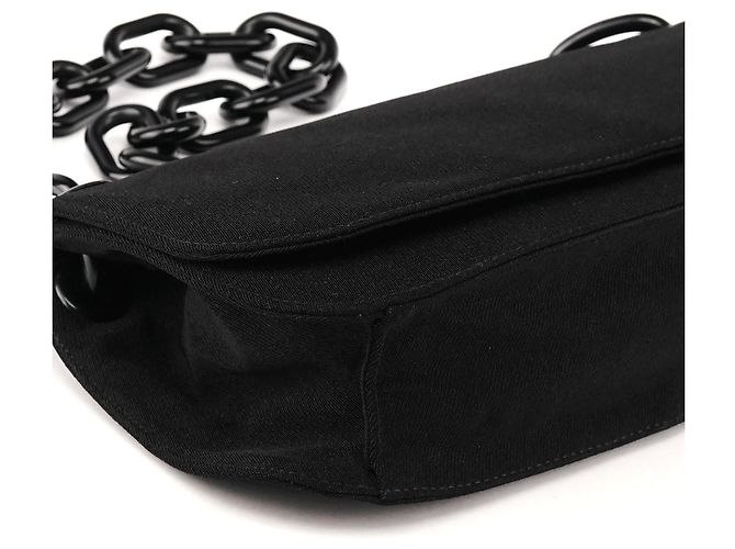 Prada Borsa a tracolla Swing Chain in Tessuto nero B6378 - vista 8