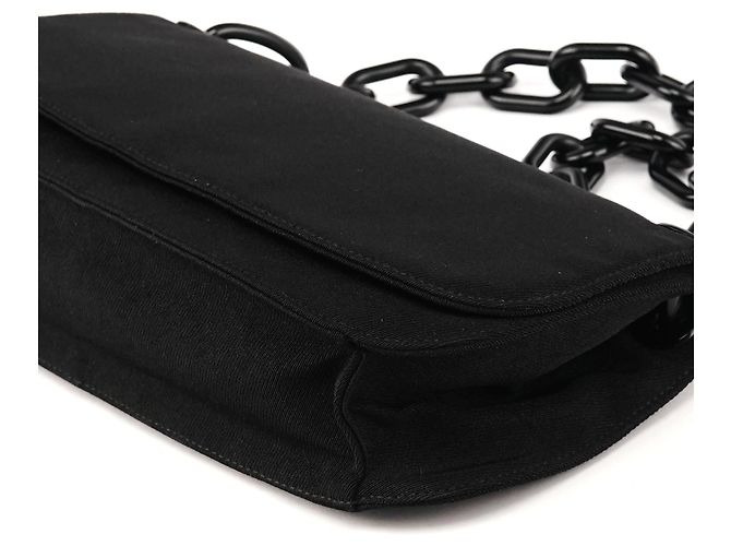 Prada Borsa a tracolla Swing Chain in Tessuto nero B6378 - vista 9