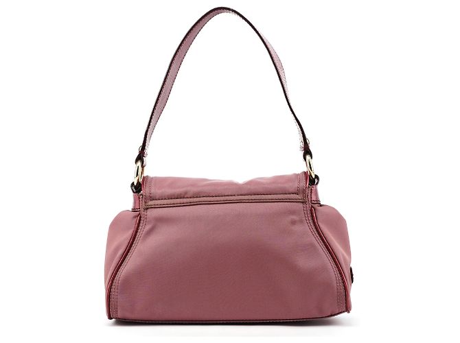 Céline Borsa a tracolla con patta in nylon e pelle rosa - vista 3