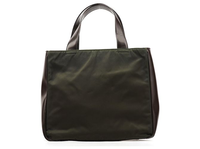 Prada Borsa Tote in Tessuto Spazzolato Military Green - vista 3