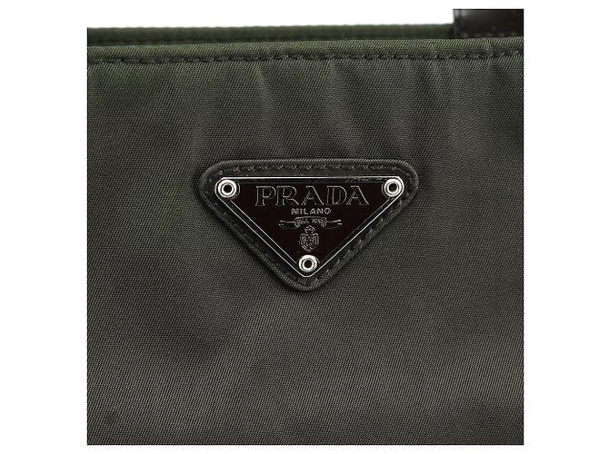 Prada Borsa Tote in Tessuto Spazzolato Military Green - vista 6