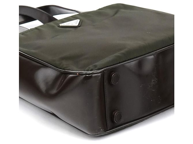 Prada Borsa Tote in Tessuto Spazzolato Military Green - vista 7