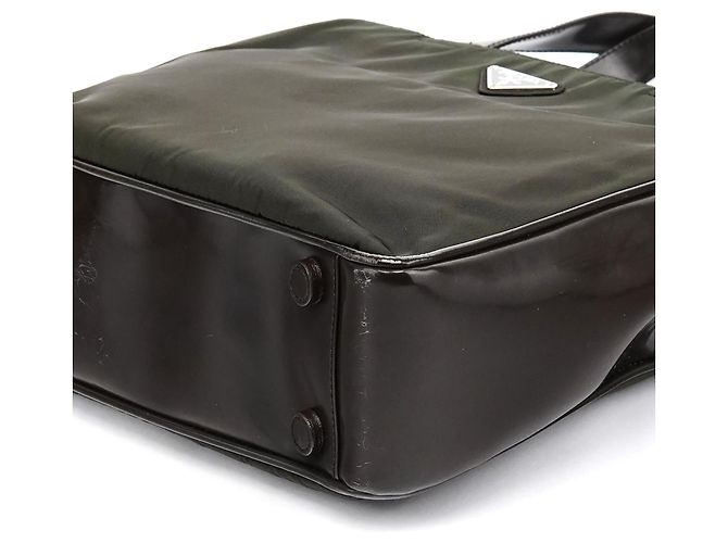 Prada Borsa Tote in Tessuto Spazzolato Military Green - vista 8