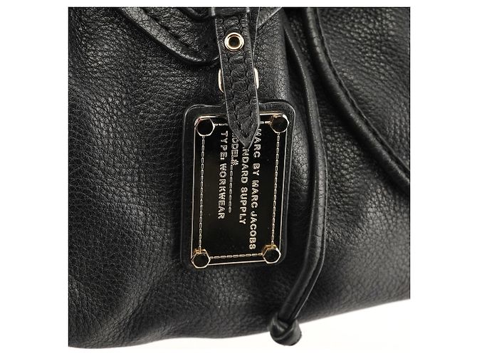 Marc by Marc Jacobs Borsa Tote Classica Q in pelle nera con coulisse - vista 5