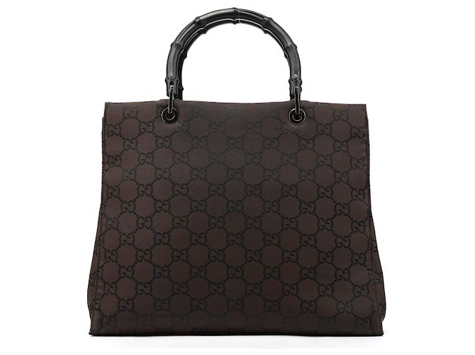 Bamboo Gucci Borsa Tote in tela GG marrone con bambù - vista 3
