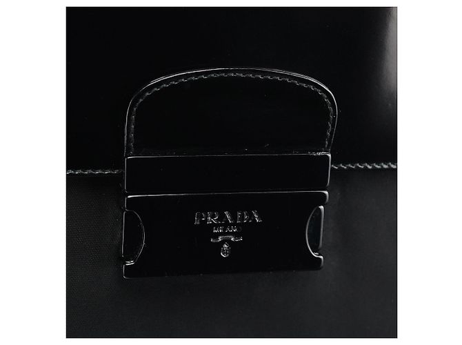 Prada Borsa a mano in Tessuto Spazzolato Nera - vista 6