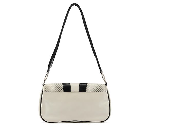 Prada Borsa a tracolla Spring 2000 White Black Vitello Drive - vista 3