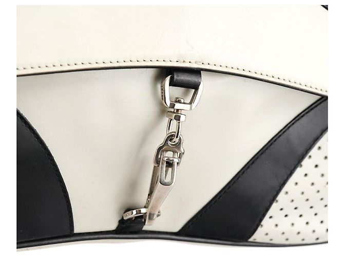 Prada Borsa a tracolla Spring 2000 White Black Vitello Drive - vista 6
