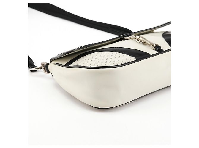 Prada Borsa a tracolla Spring 2000 White Black Vitello Drive - vista 8