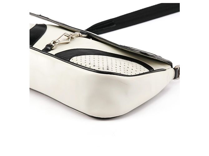 Prada Borsa a tracolla Spring 2000 White Black Vitello Drive - vista 9