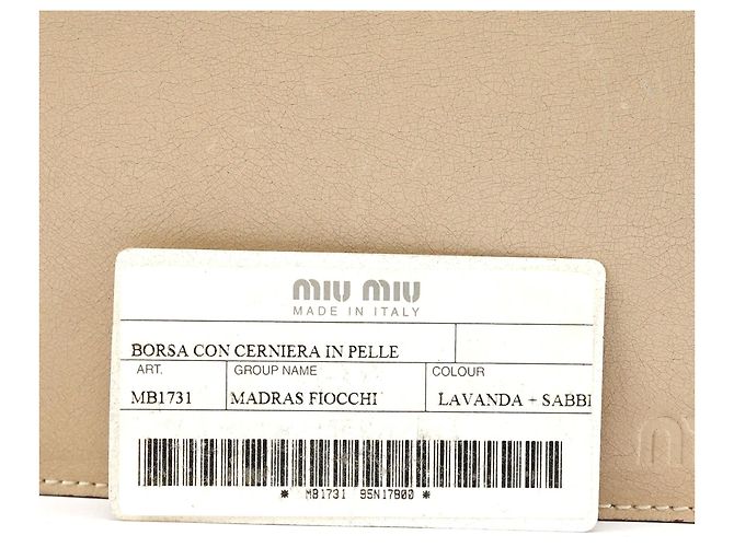 Miu Miu borsa a pochette in pelle beige - vista 12