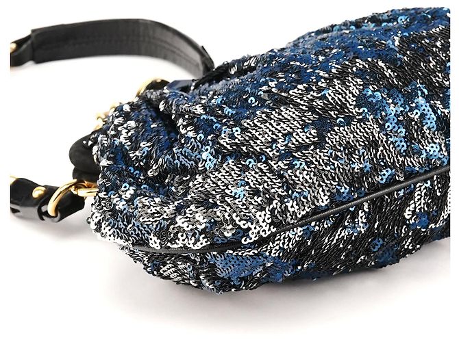 Marc Jacobs Picca borsa a spalla Stam con paillettes blu navy - vista 7