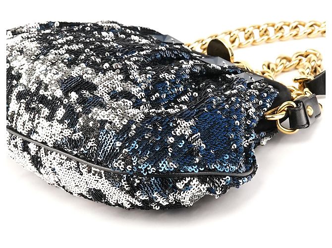 Marc Jacobs Picca borsa a spalla Stam con paillettes blu navy - vista 8