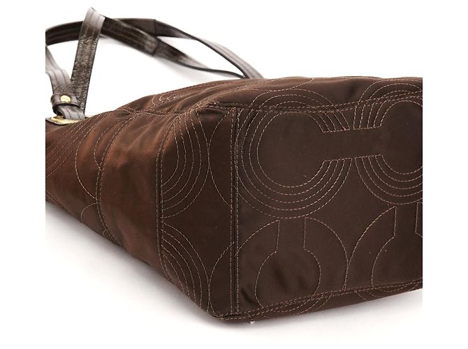 Coach Borsa Tote 2-Way 14417 in nylon trapuntato marrone - vista 8