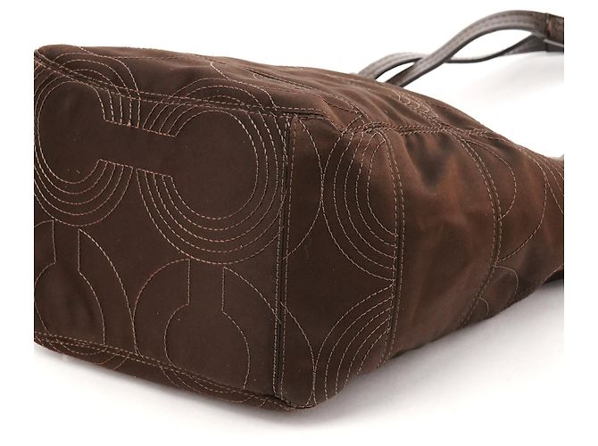 Coach Borsa Tote 2-Way 14417 in nylon trapuntato marrone - vista 9