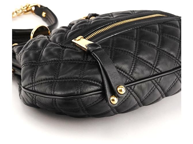 Marc Jacobs Picca borsa a tracolla Little Stam in pelle matelassé nera - vista 7