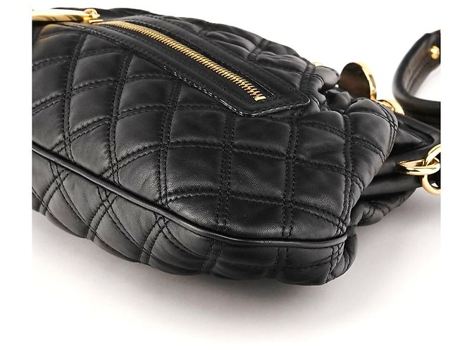 Marc Jacobs Picca borsa a tracolla Little Stam in pelle matelassé nera - vista 8