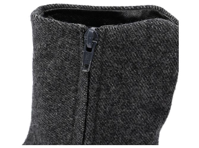 Prada Fall 1999 Anthracite Wool Platform Boots - view 5