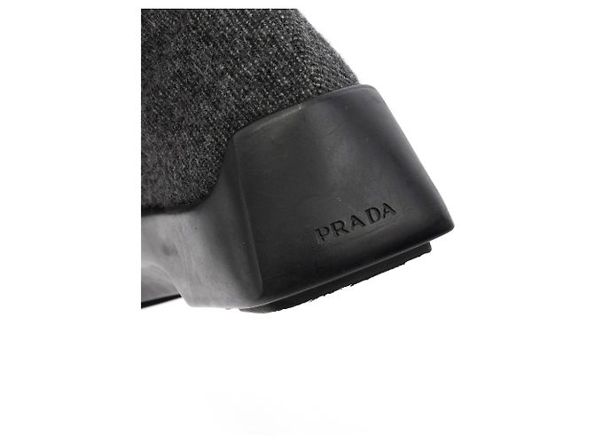 Prada Fall 1999 Anthracite Wool Platform Boots - view 6