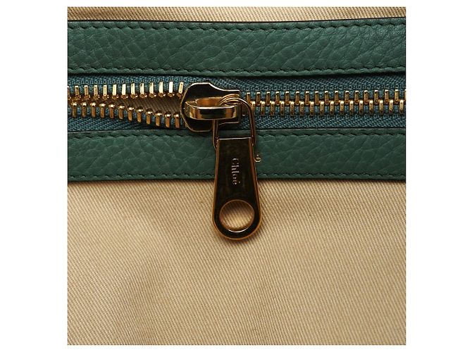 Chloé Borsa Tote in pelle con zip verde smeraldo - vista 12