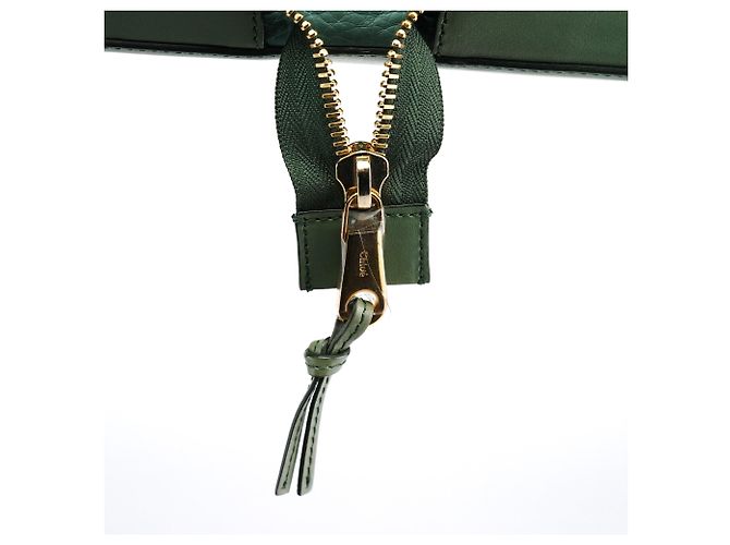 Chloé Borsa Tote in pelle con zip verde smeraldo - vista 7