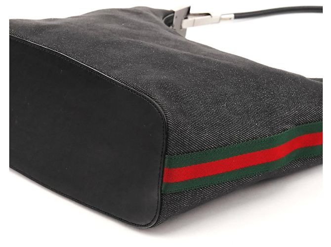 Gucci Borsa a tracolla 01234 Anthracite Denim Sherry Line - vista 9