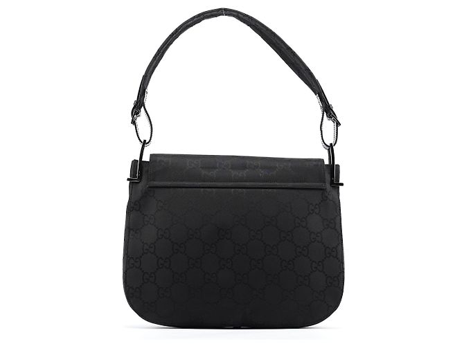 Gucci Borsa a tracolla con patta in tela GG nera - vista 5