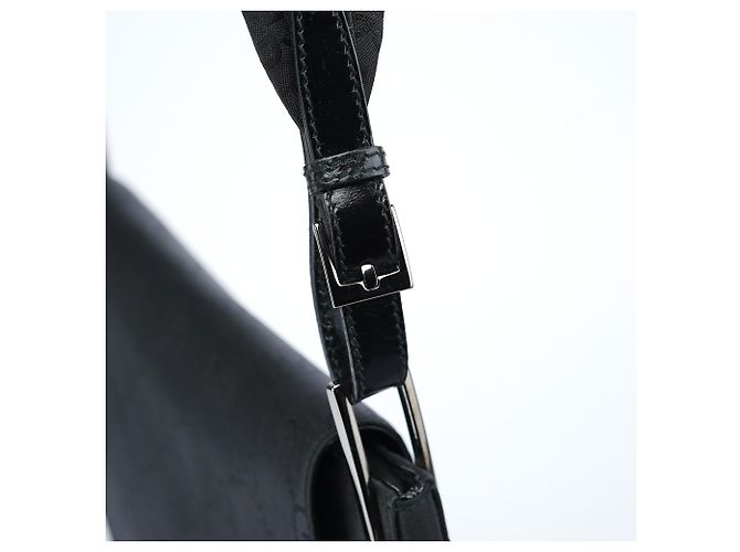 Gucci Borsa a tracolla con patta in tela GG nera - vista 7