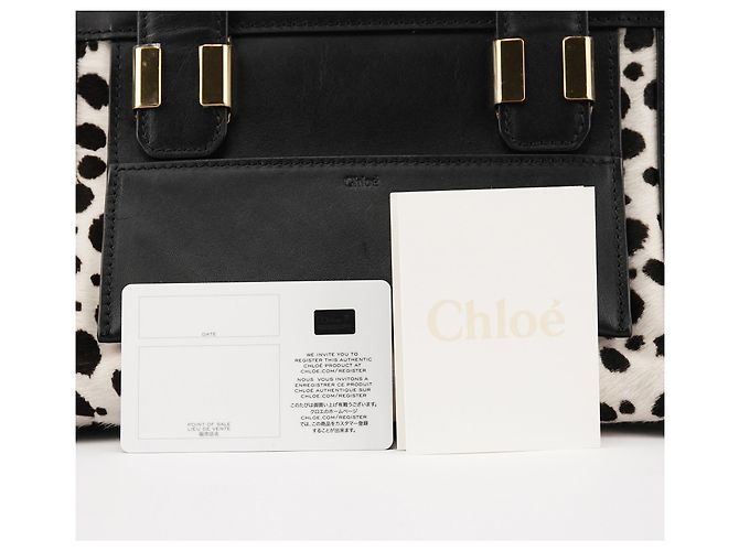 Chloé Borsa a mano Alice in pelle e pelo di vitello bianco e nero - vista 11