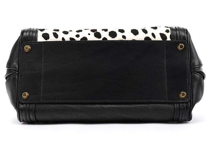 Chloé Borsa a mano Alice in pelle e pelo di vitello bianco e nero - vista 5