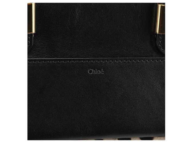 Chloé Borsa a mano Alice in pelle e pelo di vitello bianco e nero - vista 6