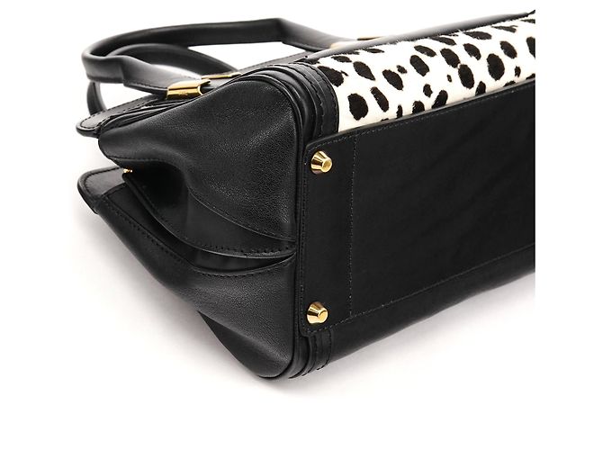 Chloé Borsa a mano Alice in pelle e pelo di vitello bianco e nero - vista 7