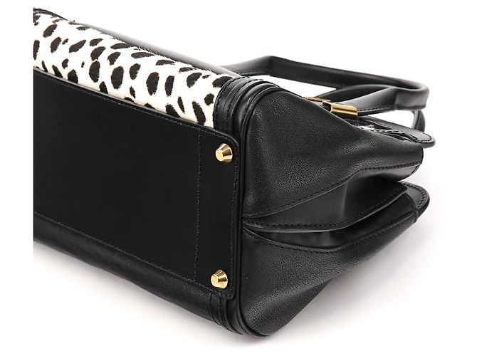 Chloé Borsa a mano Alice in pelle e pelo di vitello bianco e nero - vista 8