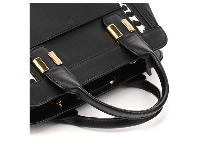 Chloé Borsa a mano Alice in pelle e pelo di vitello bianco e nero - vista 9