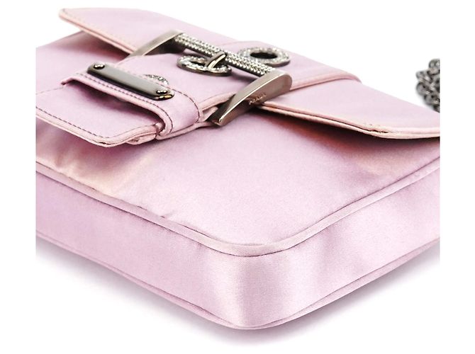 Prada Mini mala BR2765 em cetim rosa com fivela de cristal - vista 10