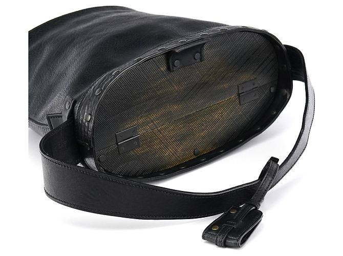 Gucci Borsa bucket in pelle nera e legno Autunno 2002 - vista 11